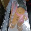 4 Pcs Christmas Gingerbread Door Decoration Xmas Gingerbread House Candy Door Covers Backdrop Christmas Hanging Banner Porch Sign for Holiday Classroom Office Home Party Decor(Pink)