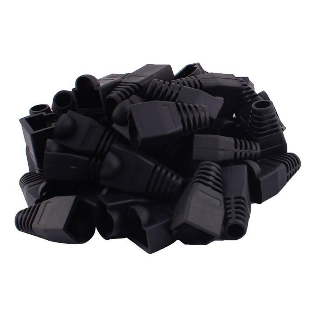 28 pcs RJ45 Strain Relief Boots Ethernet Network Connector Plug Cover Soft Plastic CAT6 CAT5 CAT5E CAT6a (Black) 30 Mini USB Connector