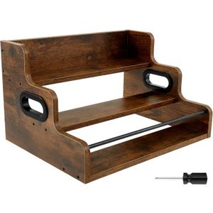 Bottle Display Shelf, Coffee Syrup Rack Organizer, Holds up to 12 Bottles, 3 Step Countertop Rack, Mini Bar, Retro Bar Shelf Stand for Whiskey, Spirits