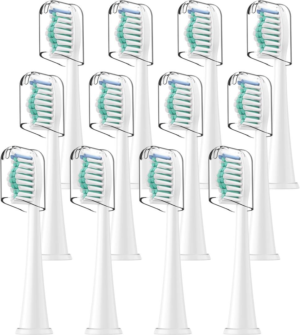 Toothbrush Heads for Philips Sonicare Replacement Brush Heads with Protective Cover Soft Dupont Bristles Electric Toothbrush Replacement Heads for Oral Health, 12 Pack