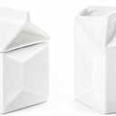 Ceramic Sugar and Creamer Set, Milk Carton Shaped White Cream Jug and Sugar Bowl with lid