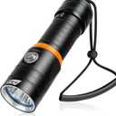 Dive Light Scuba Diving Flashlight - PFSN High Lumens Underwater Flashlight for Diving, Professional Diving Light with 400m Beam Distance, 20Hrs Long-Lasting, Rechargeable Waterproof LED Dive Torch (Black)