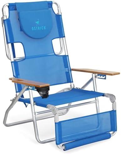 Ostrich 3N1 Lightweight Lawn Beach Reclining Lounge Chair with Footrest, Outdoor Furniture for Patio, Balcony, Backyard, or Porch, Blue