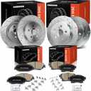 A-Premium Front and Rear Drilled and Slotted Disc Brake Rotors + Ceramic Pads Kit Compatible with Select Toyota Models - Corolla 2019 2020 2021 2022, 12-PC Set