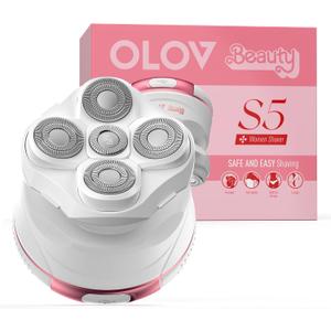 Electric Razors for Women,OLOV Beauty 5-in-1 Rechargeable Shaver for Lady Legs,First Trimmer for Teen Girls Underarms & Body & Hair (White)