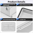 RTHIEAI Waterproof Outdoor IP67 Junction Box(20.1"x16.1"x7.9") with Mounting Plate, Hinged Grey Cover and Wall Brackets - Weatherproof ABS Plastic Electrical Enclosure for DIY Projects(510x410x200mm)