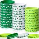 St. Patrick's Day Silicone Bracelet Green Shamrock Rubber Wristbands Bracelets Lucky Clover Silicone Bracelets for Irish Party Favor Supplies Decorations Gifts, 40 Pcs