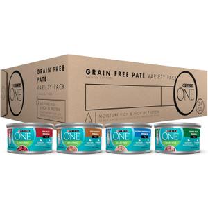 Purina ONE High Protein, Grain Free Pate Wet Cat Food Variety Pack, Grain Free Formula - (Pack of 24) 3 oz. Cans (EXP 03/31/28)