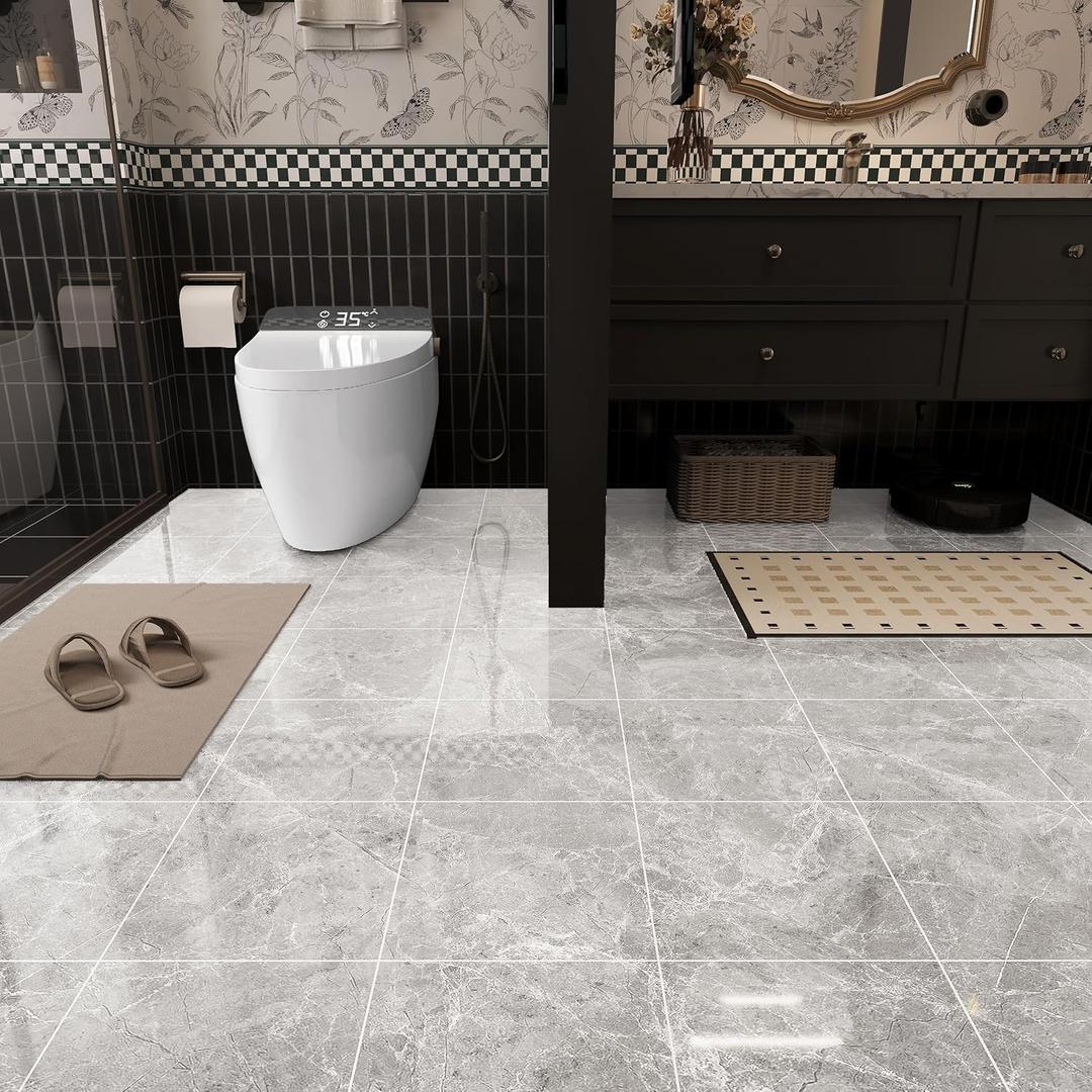 40-Pack Peel and Stick Floor Tiles Vinyl Floor 12 x 12 inch Self Adhesive Waterproof Flooring Planks DIY for Bathroom, Kitchen, Living Room, RV, Cover 40 Sq. Ft, Polish Light Grey Marble 40-Pack Peel and Stick Floor Tiles Vinyl Floor 12 x 12 inch Self Adhesive Waterproof Flooring Planks DIY for Bathroom, Kitchen, Living Room, RV, Cover 40 Sq. Ft, Polish Light Grey Marble