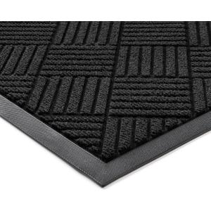 Front Door Mat, Heavy Duty Indoor Outdoor Doormat, 72 x 48 Low Profile Outdoor Mats for Home Entrance, Stain and Fade Resistant Welcome Mat Ideal for High Traffic Area, Diamond Black