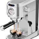 Espresso Machine with Milk Frother, 20 Bar Stainless Steel Coffee Machine, Espresso Maker with 34oz Removable Water Tank for Home, Office,Gift for Women or Men