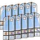 Paterr 10 Pcs 50 Inch Clear Dance Costume Garment Bag Plastic Garment Cover for Dance Competitions, with Zipper Multiple Pockets for Dancers Hanging Clothes Organizer Travel Storage(Clear Black)