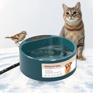 PETLESO Heated Dog Bowl, Heated Water Bowl for Outdoor Cats, Winter Dog Water Dish with AntiBite Wire Heating Chicken Waterer Smart Thermal Bowl for Rabbits Birds Feral Animals, 35W 2.2L