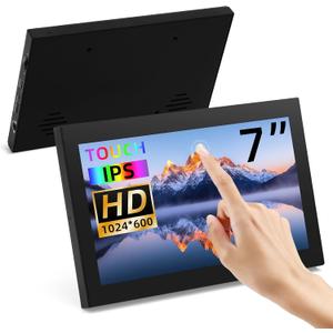 7 Inch Mini Monitor Small Monitor with Capacitive Touch Screen 1024 * 600 High Pixel Display Full View HDMI- IPS Monitors Portable Tiny Tv for Raspberry Piscreen for BB Blackfor Banana Pi etc