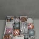Hollyone Christmas Balls Ornaments Set, 50pcs Glitter Pink Blue and White Shatterproof Christmas Ball Snowflakes Tree Ornaments Hanging Ball Decoration for Xmas Tree Wreath Garland Wedding Home Decor