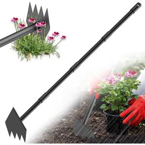Luvenia Garden Hoe Triangle Sharp Hoes Garden Tool Manual Weeder Gardening Weeding Tool 30-60" Long Handle 2-in-1 Adjustable Stainless Steel Heavy Duty Hoes for Digging Soil Weeding Planting