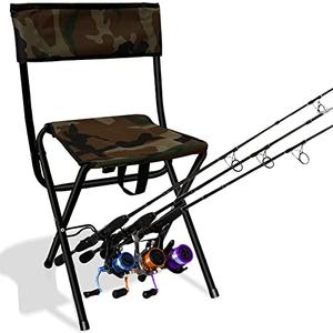 LEADALLWAY Folding Fishing Chair with Rod Holder,Camouflage