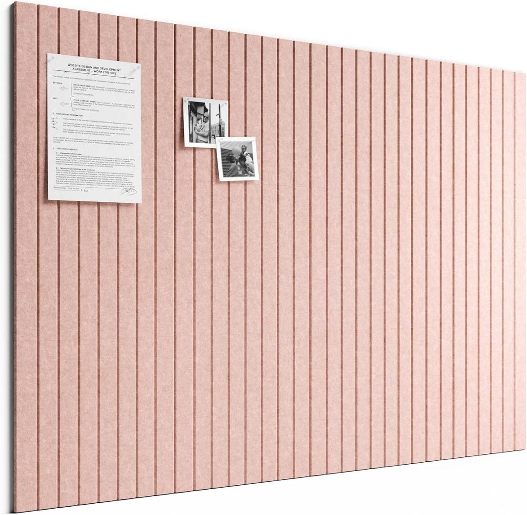 Bumusty Large Cork Board Alternative-48 x 36" Felt Bulletin Board Tiles, with 30 Pushpins, 70 Adhesive Tabs, Fine-Stripe 12-Pack, Cork Boards for Office Push Pin Board Felt Board-Pink