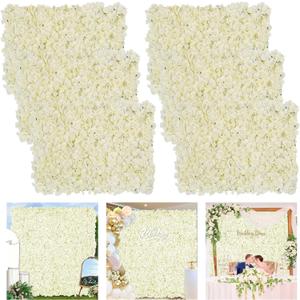 Flower Wall Backdrop Panels - 12 Pcs Ivory Flower Wall Panels Flower Wall Decor for Wedding Party Prom Valentine Decoration