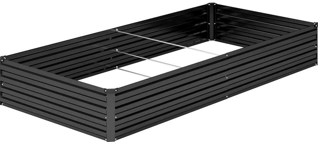8x4x1FT Galvanized Raised Garden Bed Kit,Vegetable Boxes-Rectangle Metal Flower Box,Large Planter Raised Beds Outdoor Garden for Planting,Fruit,Herb-Black
