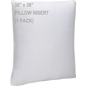 WINGLAMThrow Pillow Inserts,Decorative Stuffer PillowsSham StufferWhite1 Pack38x38 Inches, HypoallergenicPolyester,Ultra SoftLightweight Down Alternative,Square(1), 38x38 Inches of one