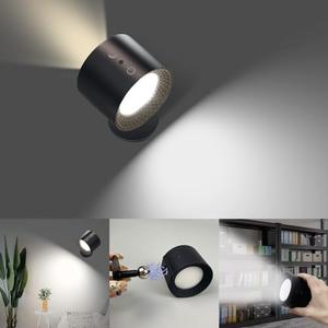 LEASTYLE LED Wall Sconce, Rechargeable Wall Lights with Remote 360° Rotatable Wall Lamp Battery Operated Lights,3 Color Temperature Dimmable Magnetic Wall Light for Bedroom Reading Bedside , Set Of 2