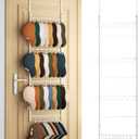 HapiRm Over Door Hat Organizer - 4 Tier Wall Mounted Hat Rack with 24 Hooks and 10 Movable Clips, Hanging Baseball Cap Organizer Storage Holds to 34 Caps for Door, Bedroom, Closet (White)