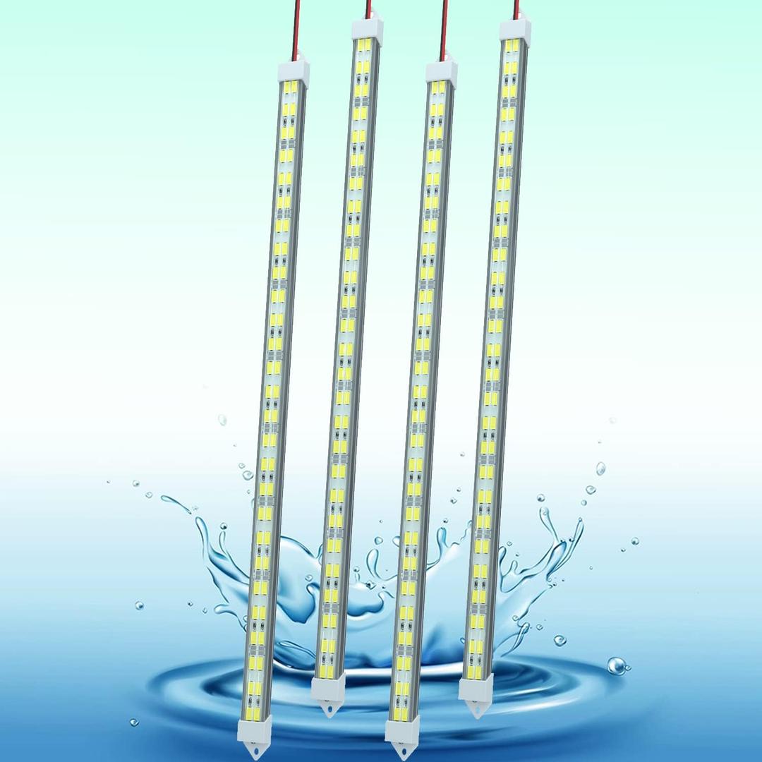 12V LED Light Bar Waterproof, 12V LED Light Strip 54 LEDs 7000K White Color Enclosed Trailer Interior DIY Cabinet LED Light Strip for Car,Trailer,Motorhome,Van,RV,Truck Bed Lights(4 Pack)