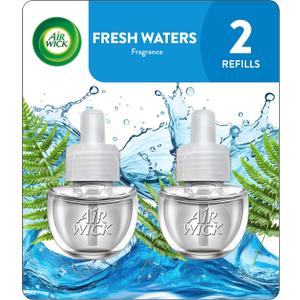 Air Wick plug in Scented Oil 2 Refills, Fresh Waters, (2x0.67oz), Essential Oils, Air Freshener (F002)