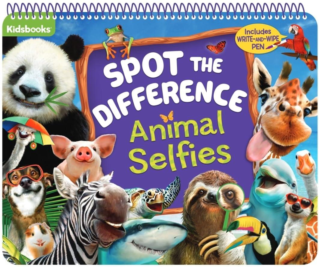 Spot the Difference: Animal Selfies (Includes Write-and-wipe Pen) (Family Fun Spiral Wipe Off)