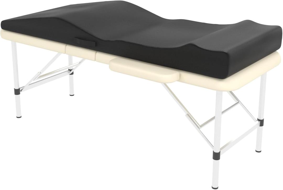 ENITYA Lash Bed Topper, Ergonomic Curvy Massage Table Foam Topper, Non-Slip Esthetician Bed Cushion with Removable Cover for Beauty Salon, Wax/Eyelash/Spa/Tattoo/Facial, 71"27.5"(Black), 71in Long27.5in Wide