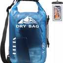 HEETA Dry Bag Waterproof for Women Men, Roll Top Lightweight Dry Storage Bag Backpack with Phone Case for Travel Swimming Boating Kayaking Paddle Board Camping Beach Accessories (Transparent Blue, 5L)