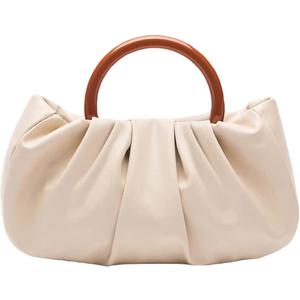 Verdusa Women's Ruched Small Handbag Clutch Purse Dumpling Pouch Bag (One Size, Beige)