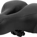 Mountain Bike Saddle, Comfortable Microfiber Leather Seat, Hollow Carved Spring Design, Reflective Decal Safety, Ventilation System, Wear Resistant (Black)