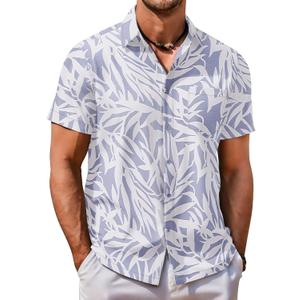 COOFANDY Mens Hawaiian Shirt Short Sleeve Button Down Shirt Tropical Summer Beach Shirt (White, S)