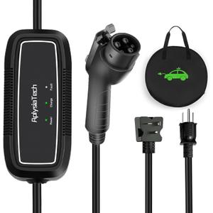 Level 1+2 EV Charger, 16Amp 110-240V, Portable SAE J1772 Electric Car Charger, Plug-in EV Charging Station for Home,21 Ft Level 2 Charger Cable NEMA 6-20Plug(Tesla Need Adapter)
