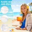 Funnymoom 60 Pack 25 oz Clear Plastic Drink Buckets with Umbrella Straws Reusable Clear Drink Cup Cocktail Rum Ice Cream Beverage Containers with Lids Handles for Tropical Summer Party Beach Pool