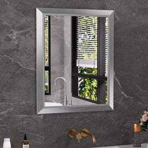 Amorho 24x30 Inch Bathroom Mirror Silver, Thick Metal Framed Wall Mirrors for Over Sink, Brushed Nickel Mirror Perfect for Bedroom, Living Room, Entryway, Rectangle (Horizontal/Vertical). (30"L x 24"W)