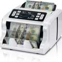 MUNBYN IMC09 Mixed Denomination Money Counter Machine, Value Counting, UV/MG/IR/MT Bill Counter, 3.5" TFT Display Money Counting Machine, USD, EUR, MXN, CAD Cash Counter for Business (White)