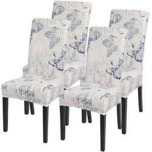 SearchI Dining Room Chair Covers Set of 4, Stretch Printed Parsons Chair Slipcovers Spandex Removable Washable Kitchen Chair Protector Cover for Dining Room, Hotel, Ceremony (Butterfly Pattern)