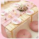 Novabright Boho Picnic Kit 30'' x 60'' Folding Picnic Table 118" x 71" Extra Large Outdoor Boho Blanket with Pink Table Runner and 8 Napkins for Camping Wedding Birthday Baby Shower Party Decor, 60 x 30 x 13 inches