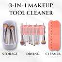 Makeup Brush Cleaner Mat and Storage Box,Makeup Brush Cleaner Tool With Brush Drying Rack for Brushes,Sponges,Portable Cosmetics Brush Storage for Travel and Home Use (White)