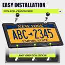 Real Carbon Fiber License Plate Frame, 100% Pure Carbon Fiber Frame, Black License Plate Holder Cover with Screw Caps, Anti-Vibration Pads, (Twill 2 Hole)
