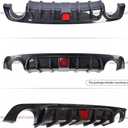Rear Diffuser with Led Red Brake Light Compatible with 2018-2024 Infiniti Q50, Rear Bumper Spoiler Splitter Fit for 2018 2019 2020 2021 2022 2023 2024 4Door (Carbon Fiber Pattern)
