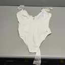 FeelinGirl Shapewear Bodysuits for Women Tummy Control Body Suits Deep V Neck Thong Body Shaper (White, M)