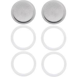 6PCS Coffee Maker Moka Pot Replacement Filter Parts 2 Filters 4 Silicone Gasket Seals For Aluminum Moka Pot Stovetop Espresso Machine Replacement Coffee Pot Accessories