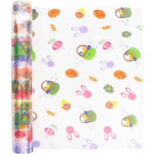 JOYIT 100ft Easter Cellophane Wrap Roll with Egg (17.5 in x 100 ft) - 3 Mil Thick Easter Wrapping Paper Roll, Easter Cellophane Bags for Baskets Candy Gift Wrapping