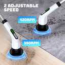 Electric Spin Scrubber, 2-Speed Cleaning Brush, Extendable Handle (White) | Includes 7 reusable brush heads and an IPX7-rated design for cleaning bathrooms, showers, kitchens, tile, floors, and grout