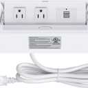 Pop up Power Strip,Recessed Electrical Outlet Power Hub Connectivity Box, Desktop Socket with 2 Outlets & 2 USB Charging Ports for Table Conference Room Countertop, UL Listed (White)