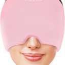 Migraine Relief Cap, Headache Relief Hat for Migraine Cap, Hot and Cold Therapy, Headache Eyes Mask for Stress Relief, Ice Pack Head Wrap for Sinus, Puffy Eyes, Tension, Light Pink